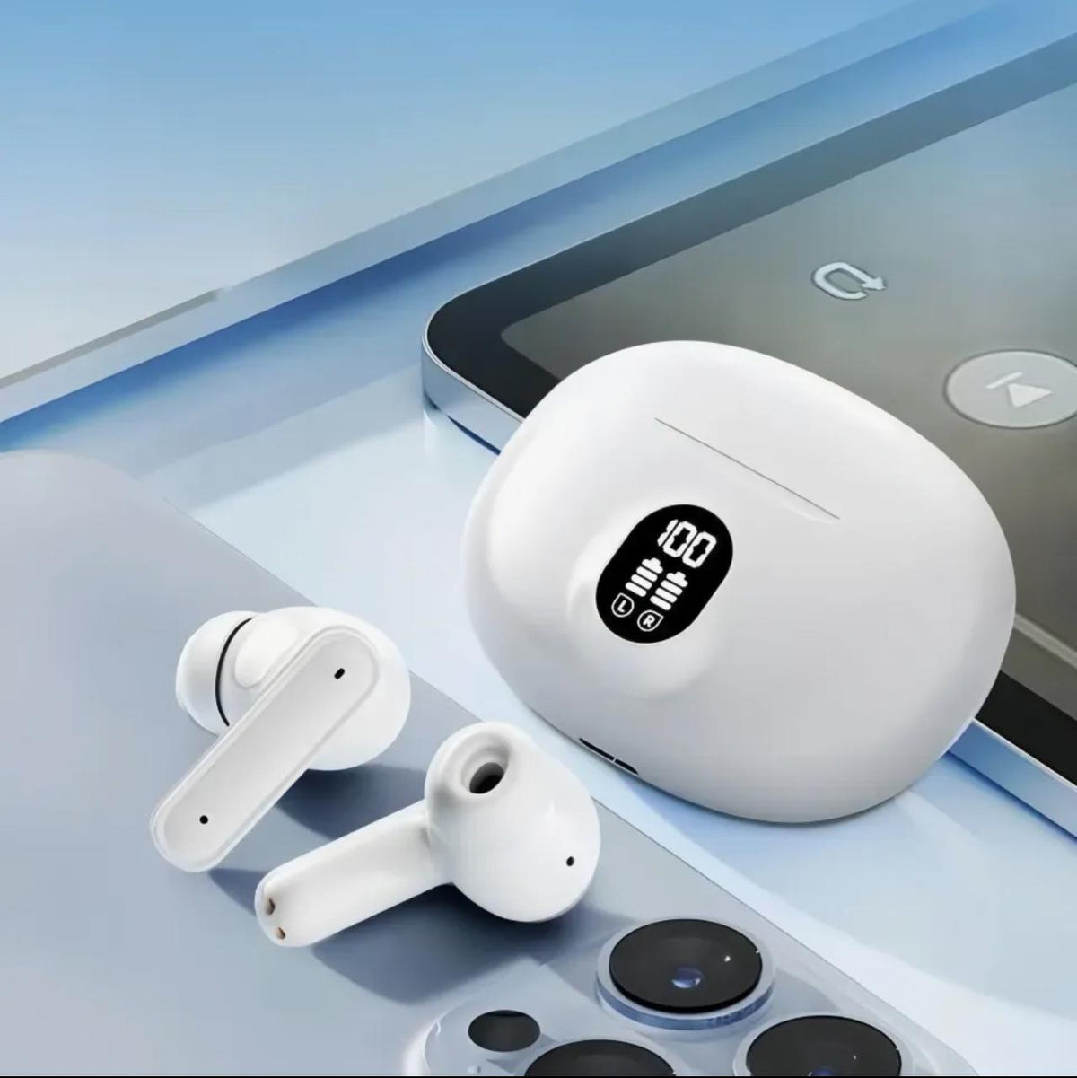 Wireless Earbuds Headphones Bluetooth Earpods Sports Stereo Airbuds Noise Canceling Headphone Microphone Speaker with LED light headphones