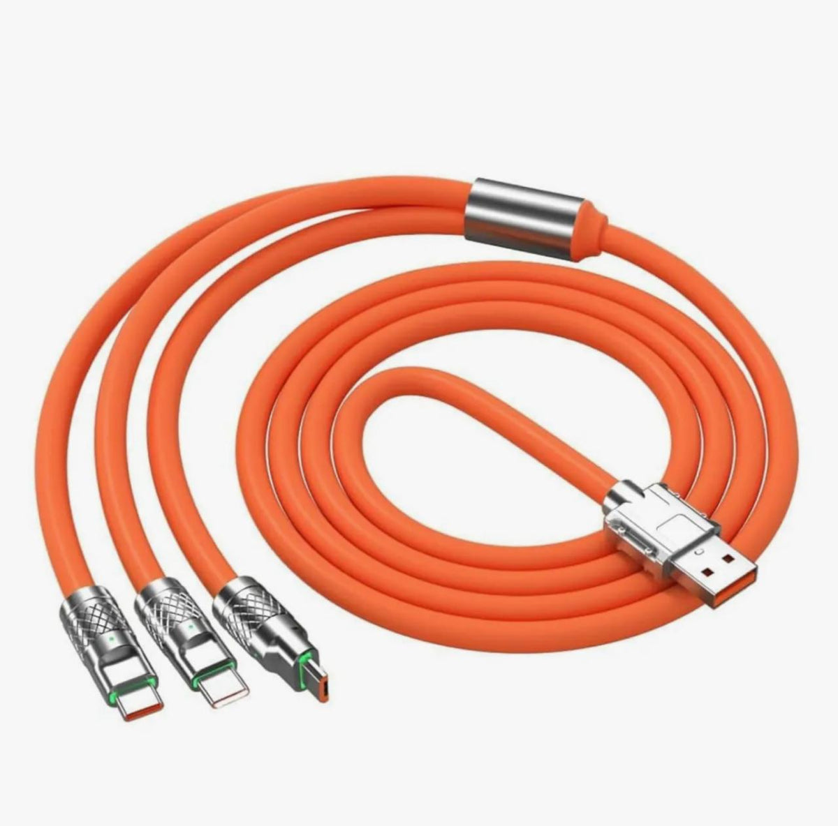 100W Fast Charging Cable Multi Charger Cable Nylon Braided Multiple USB Universal 3 in 1 Charging Cord Adapter with Type-C Micro