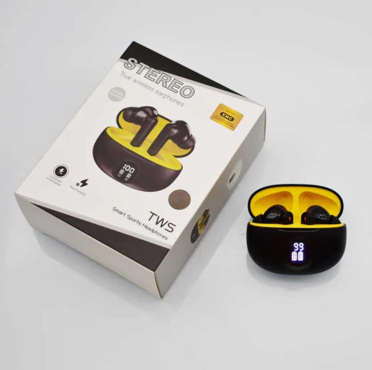 Wireless Earbuds Headphones Bluetooth Earpods Sports Stereo Airbuds Noise Canceling Headphone Microphone Speaker with LED light headphones